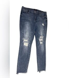 Judy Blue High Rise Skinny Fit Stretch Distressed Raw Hem Jeans Size 13/31